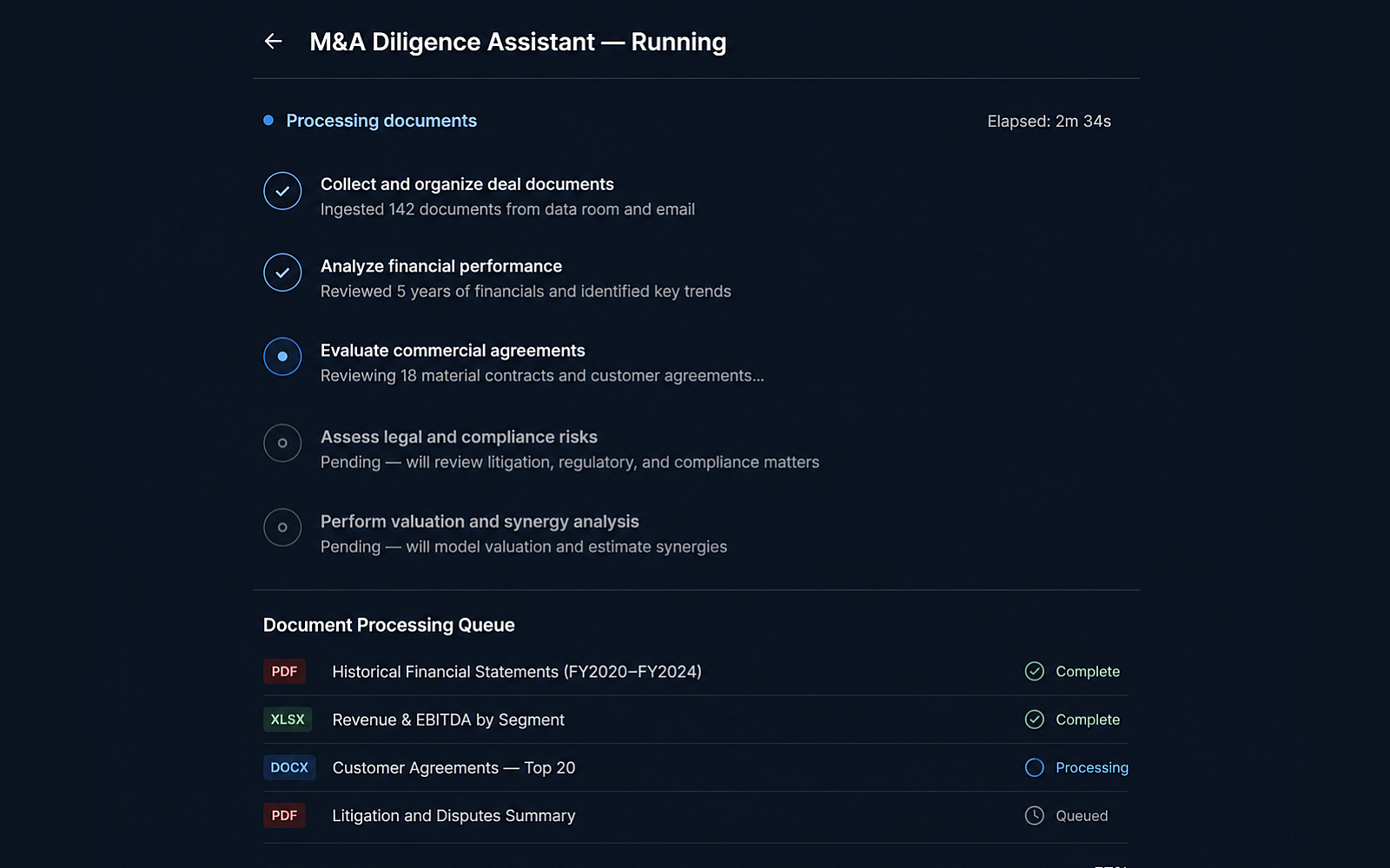 Eidmi screenshot showing the assistant output rendering in the firm's locked format - same headings, same indemnification carve-outs, same citation style every time. Reviewers spot-check substance, not copy.